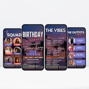 Birthday Weekend Itinerary Template: Girls Trip, Digital Travel Schedule (PDF)