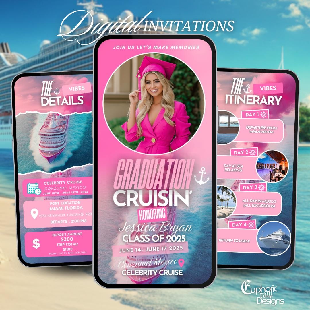 Graduation Cruise Itinerary Invitation, Class of 2025 Digital Grad ...