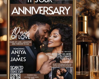 Anniversary party Invitation, Save the Date Flyer, Digital Magazine Cover, Vow Renewal, Wedding Evite, We Still Do, Anniversary Template