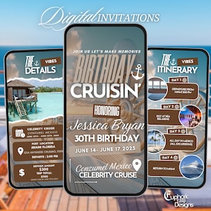 Digital Birthday Cruise Itinerary, Weekend Ship Invitation, Cruise 2025 Vacation Template, Caribbean Travel Planner, Girls Trip  Boat Party