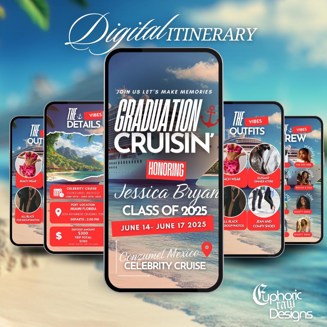 Graduation Cruise Itinerary Invitation, Class of 2025 Digital Grad ...