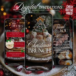 Digital Christmas Brunch Invitation, Festive Brunch Friendmas Evite, Holiday Party Invite Template, Animated Office Work Party Editable