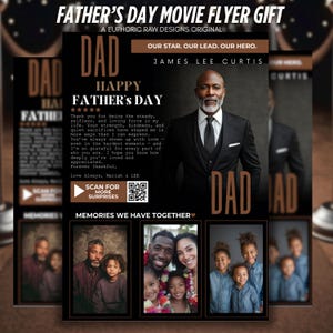 Regalo editable para el Día del Padre, póster "Amor de Padre", marco "El Mejor Papá del Mundo", póster de película "Regalos para Papá", plantilla de Canva para papá