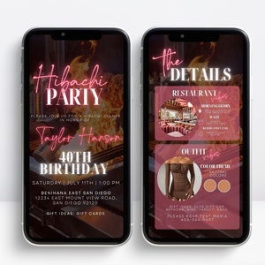 Digital Hibachi Invitation, Birthday Dinner Invite, Japanese Restaurant, Hibachi Party, Hibachi Night, Email Invitation, Hibachi Template