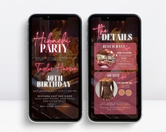Digital Hibachi Invitation, Birthday Dinner Invite, Japanese Restaurant, Hibachi Party, Hibachi Night, Email Invitation, Hibachi Template