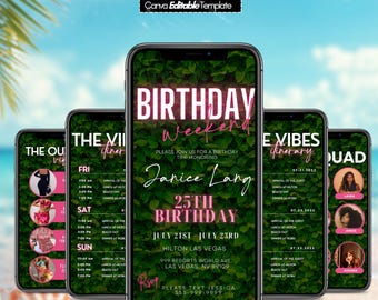 Girls Trip Weekend Itinerary Template, Digital Travel Planner, Birthday Weekend Invitation, Editable Travel Schedule, Luxury Vacation Plan