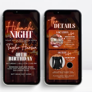 Digital Hibachi Invitation, Birthday Dinner Invite, Japanese Restaurant, Hibachi Party, Hibachi Night, Email Invitation, Hibachi Template