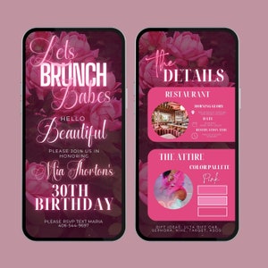 Brunch Flyer Invite, Digital Birthday Brunch Invitation, Brunch Menu, breakfast invitation brunch invite, birthday brunch template invite