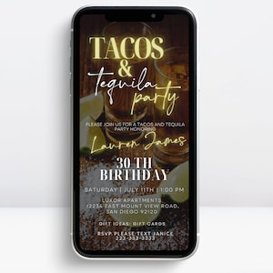 Fiesta Birthday Party Invitation, Digital Tacos & Tequila, Mexican Fiesta Dinner Theme, Floral Birthday Invite, Margaritas Itinerary