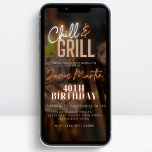 Digital Birthday BBQ Invitation, BBQ Birthday Party Invite, BBQ Invitation, Barbecue Birthday Party, Barbecue Invite, Grill and Chill Invite