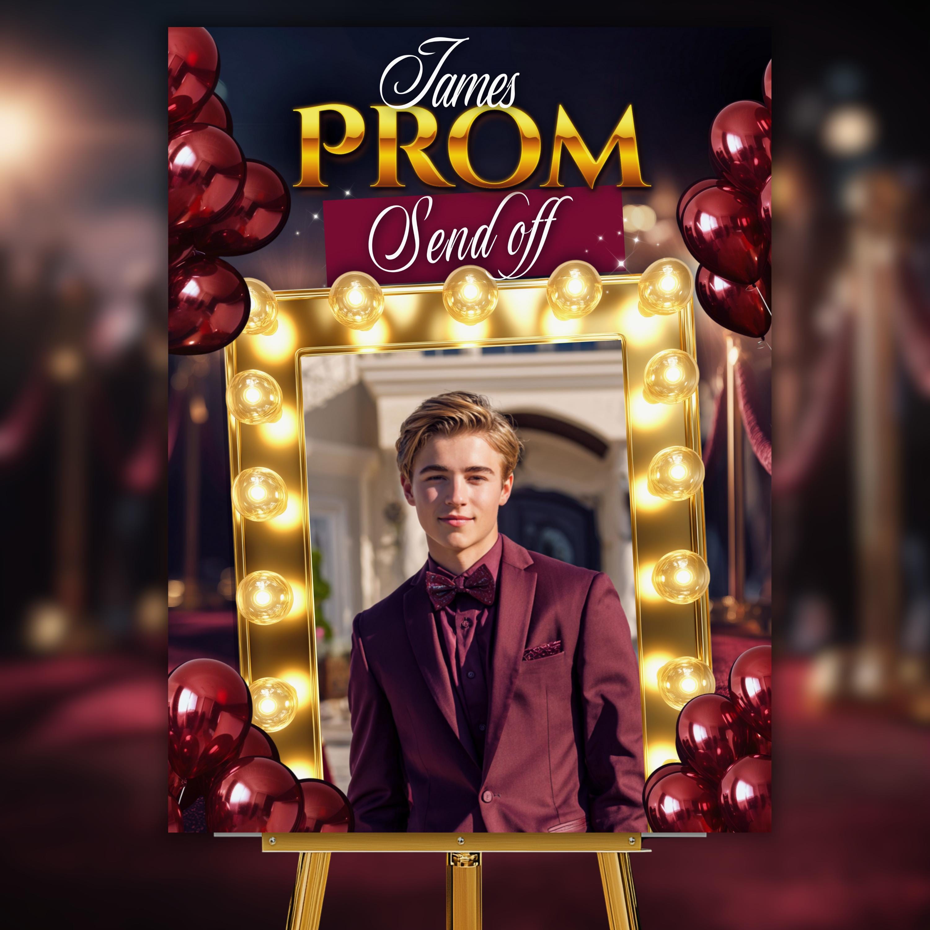 Prom Day Sign Maroon and Gold Prom Welcome Sign Template, Editable Prom & Graduation ...