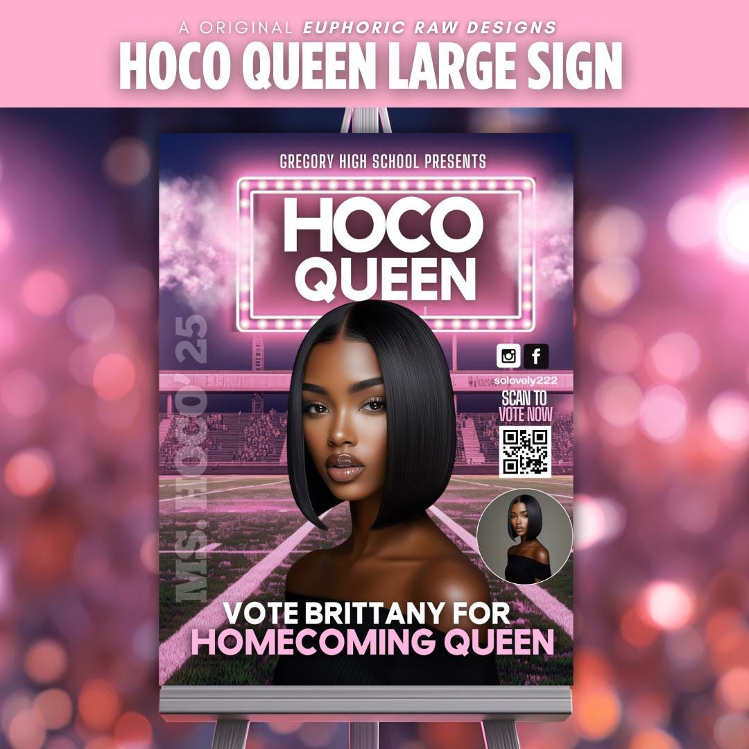 Homecoming Campaign Poster Banner Sign,vote Hoco Queen Sign, School ...