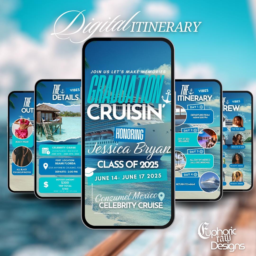 Graduation Cruise Itinerary Invitation, Class of 2025 Digital Grad ...