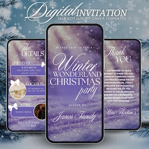 Christmas Party Invitation, Winter Wonderland Christmas Party Invite, Holiday Cocktail Party Dinner Template, Instant Download