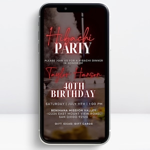 Digital Hibachi Invitation, Birthday Dinner Invite, Japanese Restaurant, Hibachi Party, Hibachi Night, Email Invitation, Hibachi Template