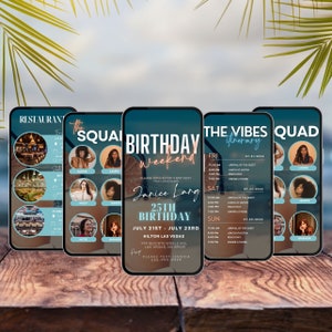 Digital Travel itinerary, itinerary template,  travel itineray, Birthday Weekend Invitation, Weekend Itinerary, Digital Schedule, Girls Trip