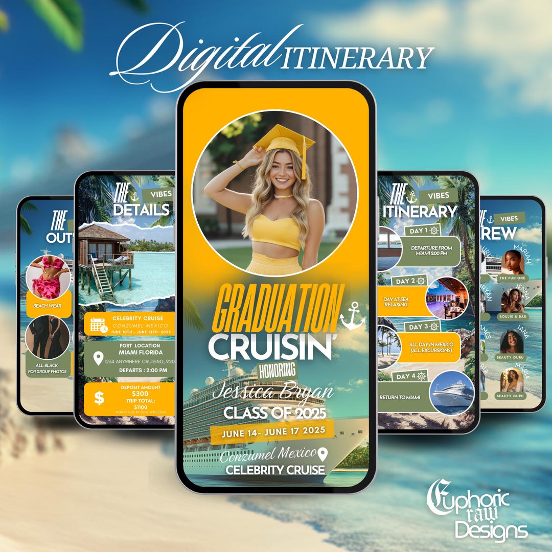 Graduation Cruise Itinerary Invitation, Class of 2025 Digital Grad ...