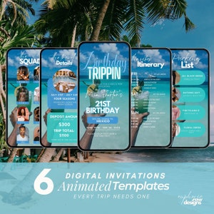 Digital Travel itinerary, itinerary template,  travel itineray, Birthday Weekend Invitation, Weekend Itinerary, Digital Schedule, Girls Trip