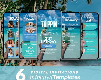 Digital Travel itinerary, itinerary template,  travel itineray, Birthday Weekend Invitation, Weekend Itinerary, Digital Schedule, Girls Trip