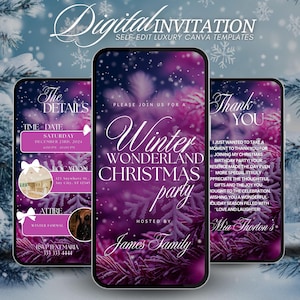 Christmas Party Invitation, Winter Wonderland Christmas Party Invite, Holiday Cocktail Party Dinner Template, Instant Download