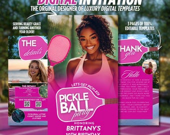 Pickleball Birthday Party Invitation: Editable Canva Template (Digital Download)