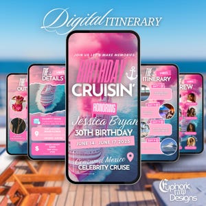 Digital Birthday Cruise Itinerary, Weekend Ship Invitation, Cruise 2025 Vacation Template, Caribbean Travel Planner, Girls Trip, Boat Party