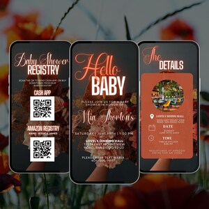 Baby Shower Invitation, Digital Baby Shower Invite, Baby shower Registry, Baby Shower Ideas, Floral Baby Shower, Baby Shower Evite Template