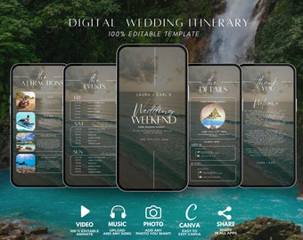 Tropical Wedding Itinerary Template: Digital Destination Wedding Planner