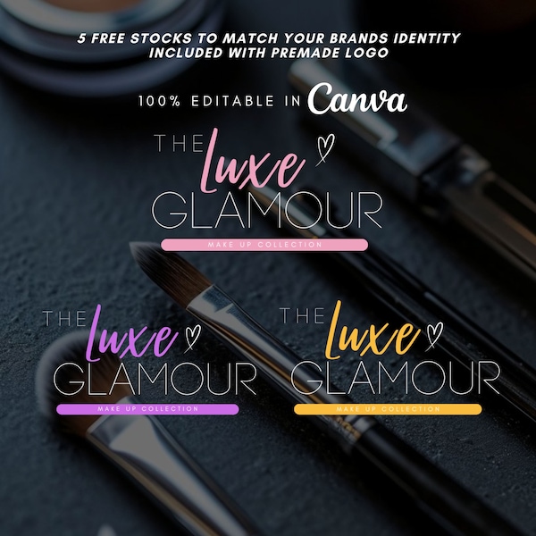 DIY Logo Branding Design w/ PRR  Stock Photos, Beauty Logo Template Hair, Lash, Nails, Makeup Boutique,Custom Business, Fashion, Cosmetic