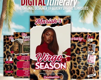 Red Cherry Leopard Birthday Itinerary Template: Girls Trip Planner (Digital Download)