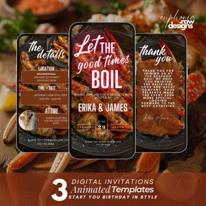 Seafood Boil Party Invitation, Digital Crawfish Boil Dinner Event Itinerary, Backyard Party, Clams, Mussels, Shrimp Boil Birthday Template