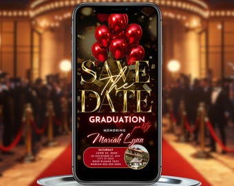 Red Carpet Graduation Save the Date Invitation (Digital)