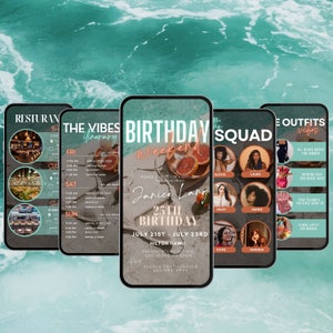 Digital Travel itinerary, itinerary template,  travel itineray, Birthday Weekend Invitation, Weekend Itinerary, Digital Schedule, Girls Trip