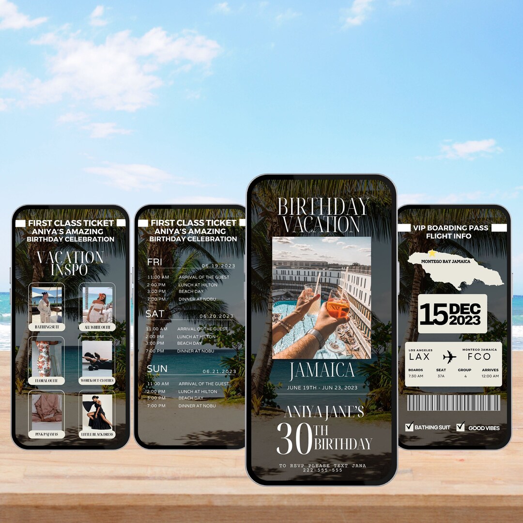 Digital Travel Itinerary, Itinerary Template, Travel Itineray, Birthday ...