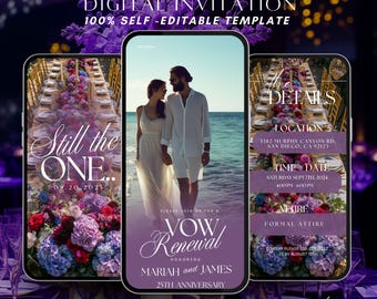 Vow Renewal Invitation: Elegant Anniversary Party Template (Digital Download)