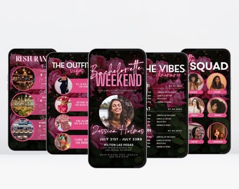 Digital Bachelorette Weekend, Travel itinerary, bachelorette planner, Travel Template, bachelorette Itinerary, Digital Schedule, Girls Trip