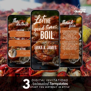 Seafood Boil Party Invitation, Digital Crawfish Boil Dinner Event Itinerary, Backyard Party, Clams, Mussels, Shrimp Boil Birthday Template