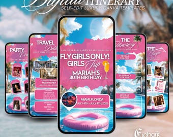 Editable Birthday Weekend Itinerary Invitation, Digital Girls Trip Planner, Vacation Getaway Schedule, Travel Weekend Itinerary Template