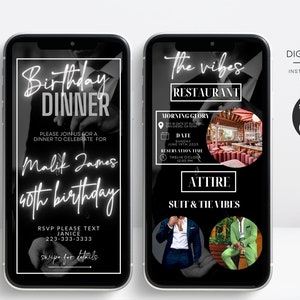 Men Birthday Dinner invitation, Male Birthday Dinner, Digital Boy Birthday Party Invite, Editable Template, Text, Birthday Party, text evite