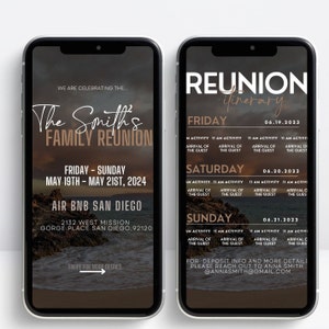 Digital family reunion trip itinerary, family reunion invitaiton, family party invitation, family trip itinerary, family reunion invite