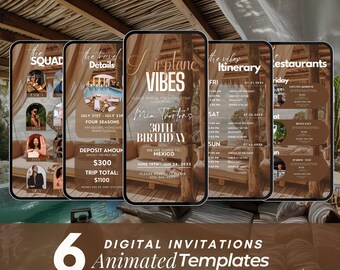 Birthday Girls Trip Itinerary Invitation, Editable Weekend Getaway Planner, Animated Video Evite, Digital Travel Schedule Template