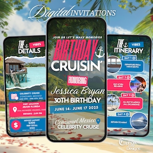 Digital Birthday Cruise Itinerary, Weekend Ship Invitation, Cruise 2025 Vacation Template, Caribbean Travel Planner, Girls Trip, Boat Party
