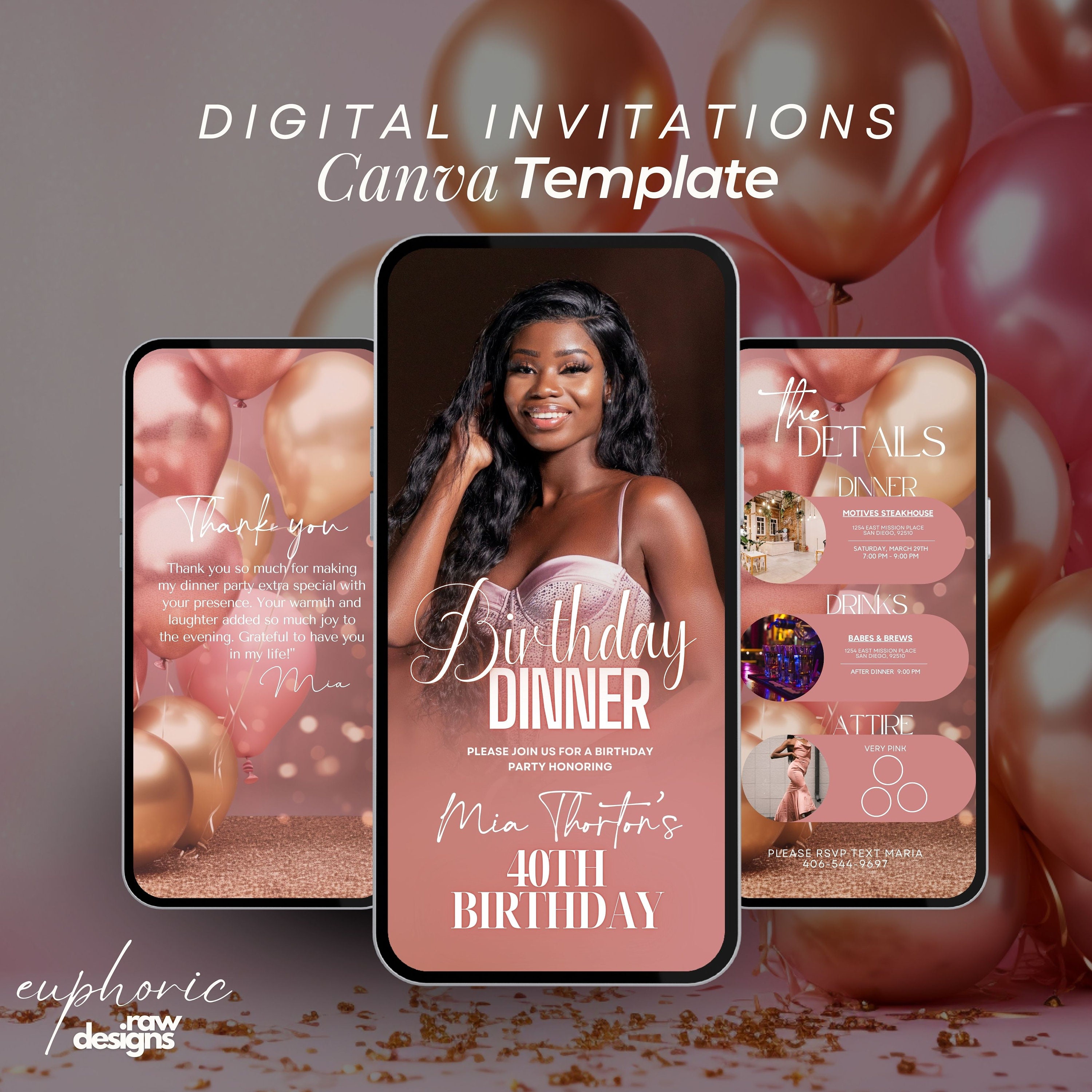 Birthday Dinner invitation, Birthday Dinner, Digital Birthday Party Invite, Editable Template, Text, Birthday Party, text evite