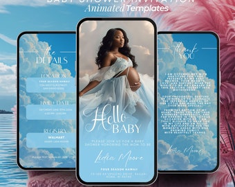 Baby Shower Invitation, Its a Boy Digital Itinerary Clould 9, Baby Brunch Template, Hello Baby, Editable Mobile Evite, Baby Sprinkle Invite