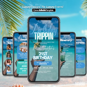 Itinerario de viaje digital, plantilla de itinerario, itinerario de viaje, invitación de fin de semana de cumpleaños, itinerario de fin de semana, horario digital, viaje de chicas