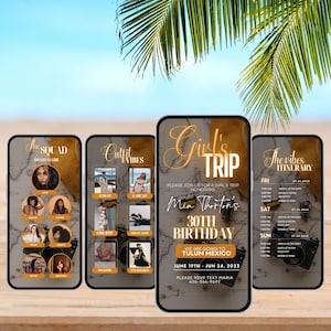 Birthday Weekend Itinerary Template, Weekend Trip Itinerary, Girls Trip Planner, Video Birthday Invite, Digital Itinerary, Girls Trip