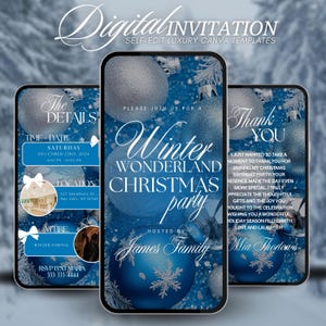 Christmas Party Invitation, Winter Wonderland Christmas Party Invite, Holiday Cocktail Party Dinner Template, Instant Download