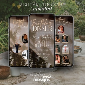 Animated Birthday dinner video invitation, digital birthday party invitation, text invitation dinner party, birthday dinner, canva template