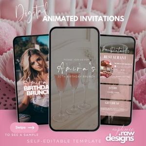 Animated Brunch Invite, Video Flyer, Birthday Brunch Invitation, brunch & bubbly, brunch evite, brunch invite, birthday brunch template
