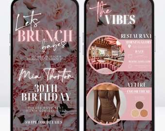 Brunch Flyer Invite, Digital Birthday Brunch invitation, brunch & bubbly, brunch evite, brunch invite, birthday brunch template invite
